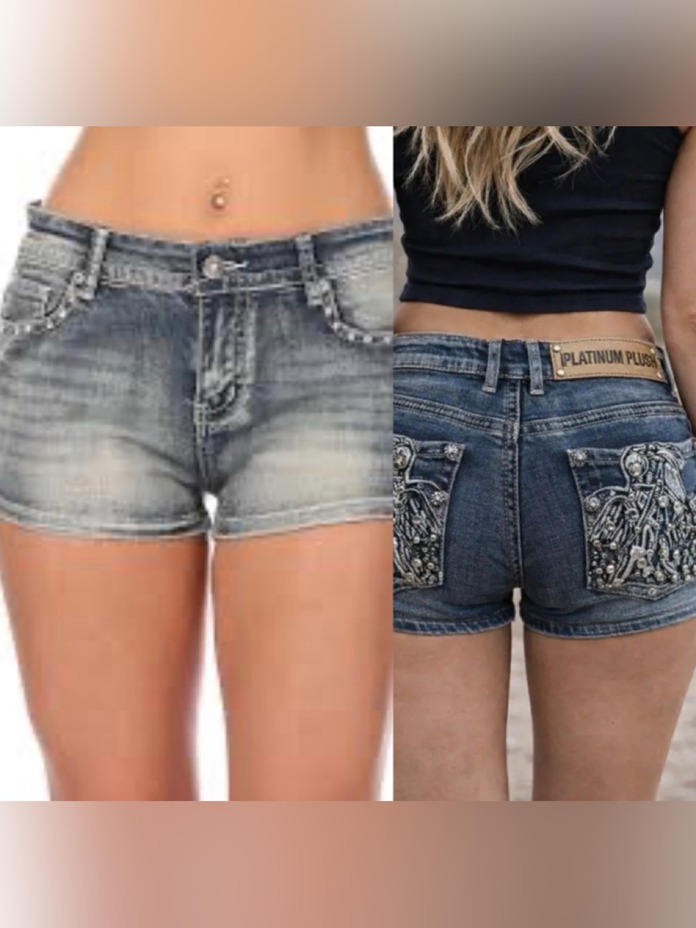 PLATINUM Plush Denim Jean Shorts for Women S